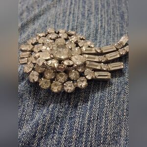 Vintage "Kramer Of New York" Silver Crystal Brooch